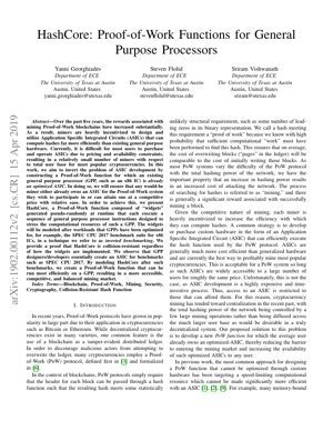 PDF Document Cover - HashCore: A Proof-of-Work Function for General Purpose Processors